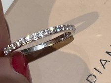 QVC Rhodium Plated Sterling Silver Delicated Diamonique Half Eternity Ring UK W