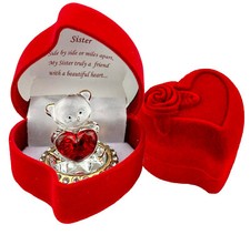 Glass Teddy Bear in Red Rose