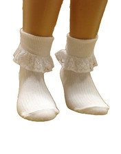 6 PAIR GIRLS WHITE TURN OVER