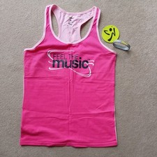 Zumba gym workout racerback T shirt vest top pink Size XL With tag & bangle