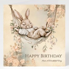 Rabbit Birthday Card &
