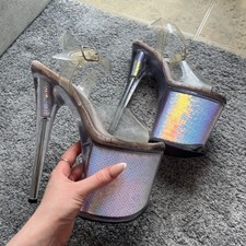 UK 6 Pleaser Flamingo 808MC Womens 8" Heel, Pole Dancing Platform Stripper