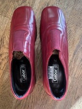 GABOR LADIES SHOES size 7.5 - HARDLY USED SLIP ONS - RED LEATHER