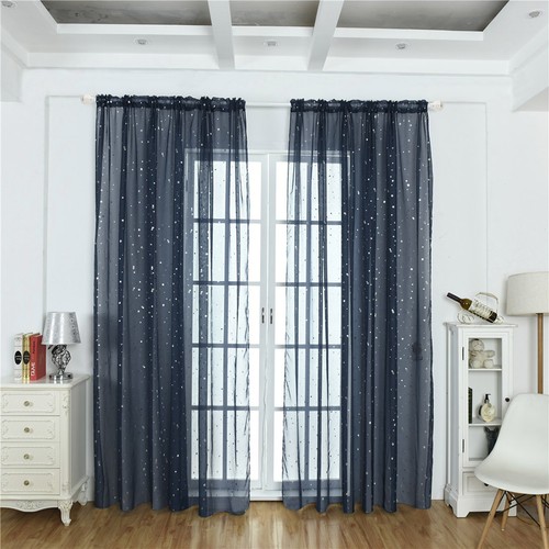 Silver star pattern curtain - silver,