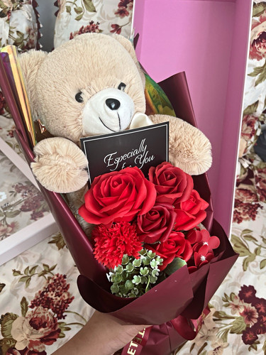 Beige plush teddy bear - beige, gift