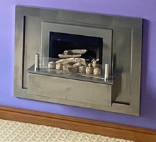 Crystal Fires Saphire Decorative Fuel Effect Gas Fire Hole In Wall Style Silver