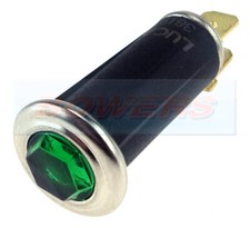 Genuine Lucas Green Jewel Hexagonal Dash Warning Light Lamp 6v 12v Mini Triumph