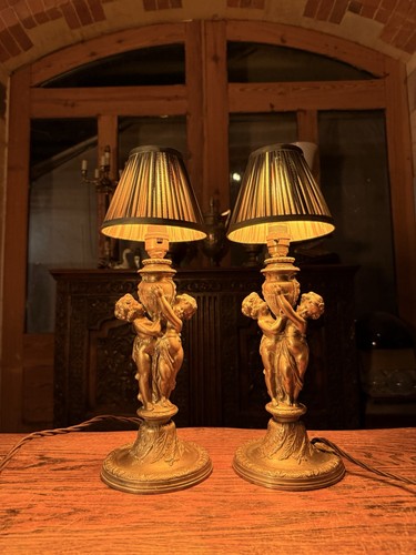 Antique pair solid brass - pair,