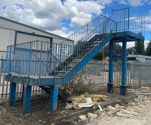 Steel fire escape staircase