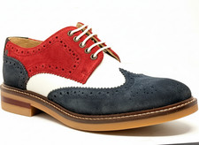 Mens Formal Shoes Leather Union Jack Colour Brogues Lace Up Oxfords UK Size 6 8