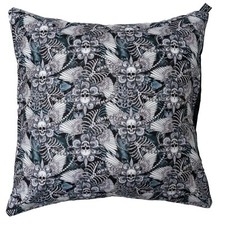 Skull Wings Vertebrae Cushion Cover Decor Scatter Case Gothic Skeleton Halloween