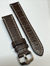 Hirsch Leather Watch Strap “Knight”Brown  Alligator Grain 20mm.L RRP £49.00
