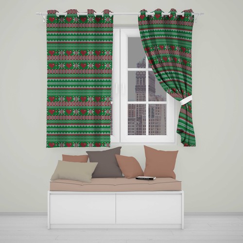 Blackout eyelet curtains green - eyelet,