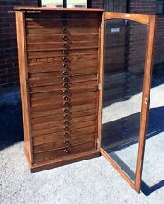 Edwardian antique large oak museum specimen collectors cabinet chest 21 drawers