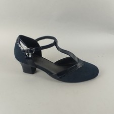 Hotter  T Bar Shoes Womens 5 Navy Suede Leather Mary Jane Smart Dance Heeled 50s