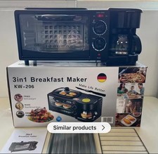 3-In-1 Breakfast Station Combo Coffee Maker Non-Stick Griddle Toaster Oven UK
