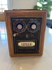 Olde Tyme Reproduction Antique Original Post Office Lock Box Coin Bank Wood 3521