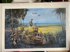 Military CANVAS ART PRINT Guadalcanal  David Pentland. M2A4 M3 tanks  A Company