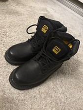 Mens Caterpillar CAT ROYAL MAIL Black Leather Boots UK 5 STEEL TOE-CAPS NEW