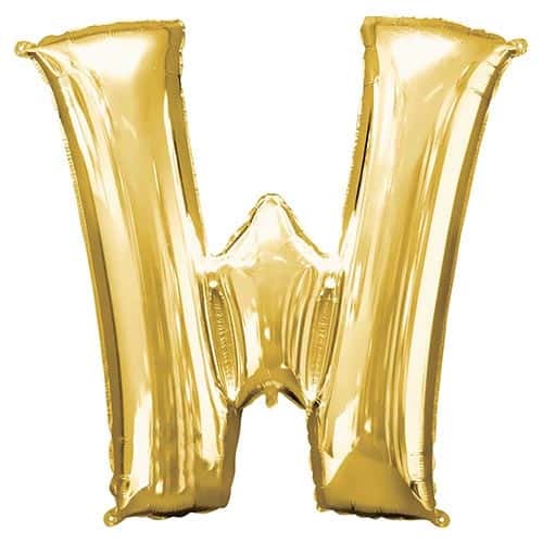 Gold letter helium foil - letter, w