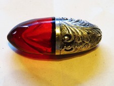 Silver mounted Cranberry Glass Bullet Shaped Scent Bottle c1890