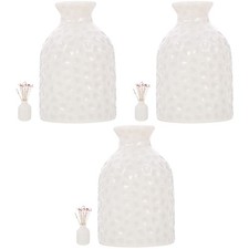 3 pcs  Coarse Pottery Vase Simple Vintage Flower Arrangement Vase (Light Grey)