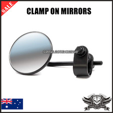 Black 22mm 25mm clamp on round mirrors Harley dyna softail sportster bobber XL