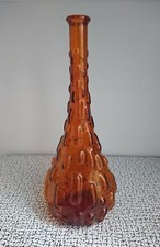 60s 70s Vintage Retro Brick Amber Glass Decanter Genie Bottle Empoli Italy MCM