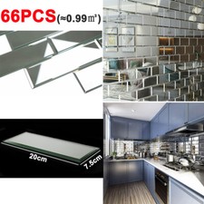 66X Clear Mirrored Bevelled Wall Tiles Mirror Brick Perfect for Home Decor 0.33㎡