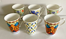 6 Roy Kirkham Mugs  CAMELOT,  ACACIA & ROSEMARY Pattern Fine Bone China 1996  UK