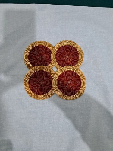 Red gold beaded - beaded, coasters