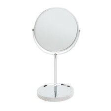 Pedestal Mirror Silver Sparkle Double Sided 1X 2X Magnifying Freestanding