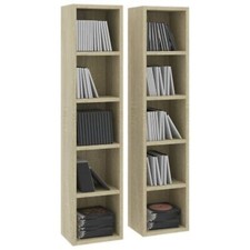 CD Storage Cabinet Engineered Wood Media Storage Organizer Shelf DVD Holder Rack