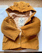 NEXT Baby - Cute Teddy Bear Tan Cord Boys Hooded Jacket - Size 1.5-2 years 92cm