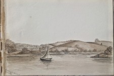 1868 Pencil and wash sketch of