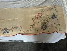 Vintage French linen decorative embrodiered bed canopy or window pelmet 
