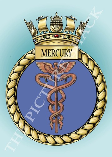 Hms mercury crest - on, metal