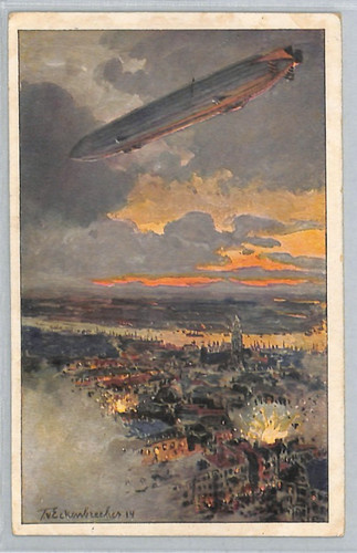 Zeppelin art ww1 postcard - art,