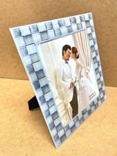 Grey White Check Photo Frame
