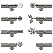 Curtain Pole Metal Double Eyelet Extendable Rod Brushed Chrome 19mm  No Rings