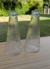 Pair of 2 Cool Retro Campari Soda Bottles -Textured Glass 5" Tall