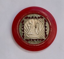BEAUTIFUL c1930s MONTE CARLO CASINO CHIP, 20 DOLLARS, BAKELITE (?) AND SILVER