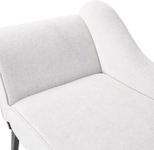 White Fabric Vintage Chaise Lounge Left-Hand Sofa Black Legs Compact 1-Seater