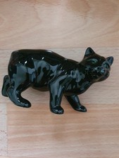 Black Manx Cat Ornament with Green Eyes 12cm Vintage Isle of Man Spooky Wiccan