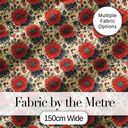 Red floral vintage garden - red,
