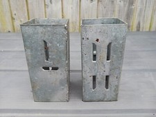 2 x Galvanised Steel Fence Post Extenders - 75 x 75mm - Unused