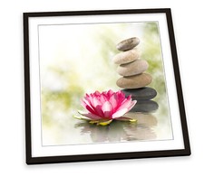 Zen Spa Pebble Tower Green FRAMED ART PRINT Picture Square Artwork