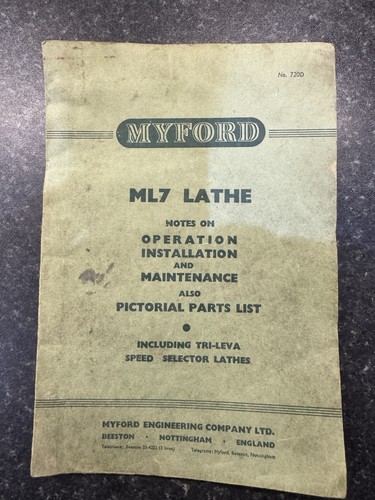 Myford ml7 lathe orig - myford,