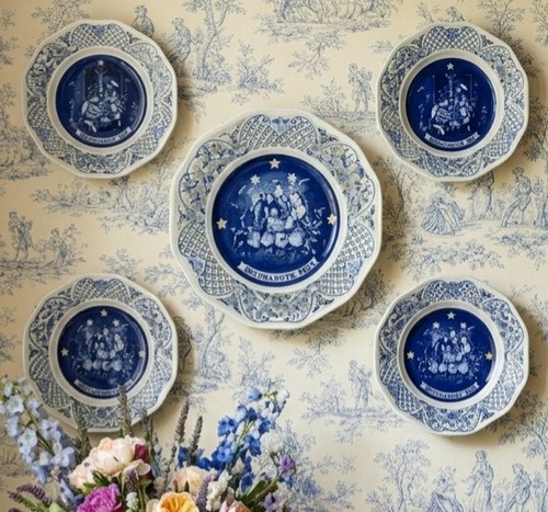 Vintage blue white christmas - blue,