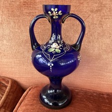 Antique Cobalt Glass Vase Hand
